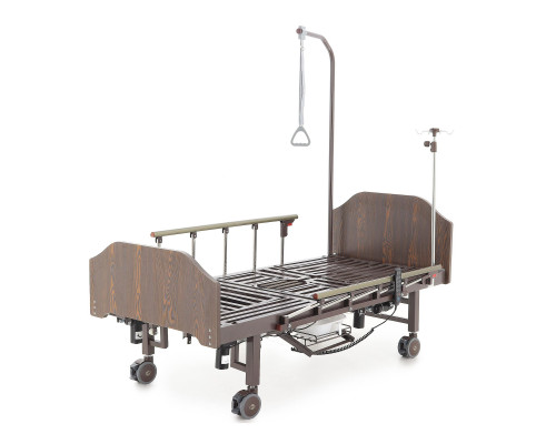 Кровать медицинская электрическая для лежачих больных YG-3 (МЕ-5228Н-13) ЛДСП Венге с боковым переворачиванием, туалетным устройством и функцией «кардиокресло»